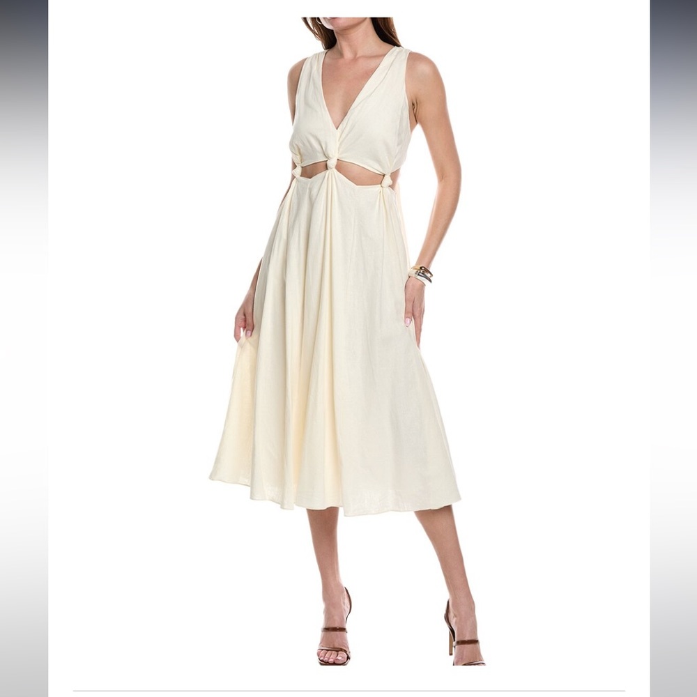 Farm Rio Size Small white linen dress with knot accents